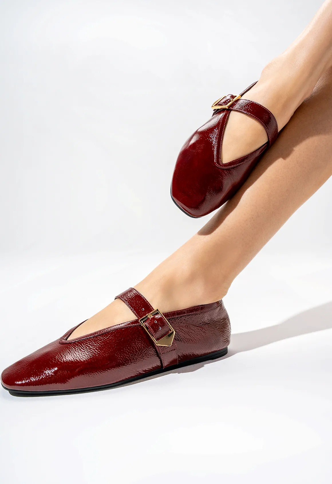 Courtney Buckle Patent Flat