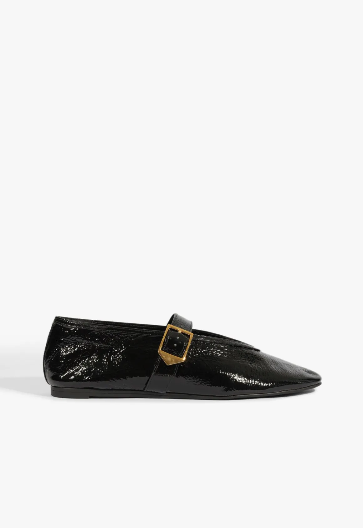 Courtney Buckle Patent Flat