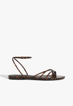 Inez Animal Print Leather Flat Sandal