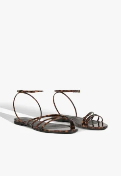 Inez Animal Print Leather Flat Sandal