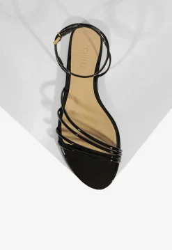 Inez Black Leather Flat Sandal