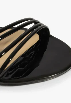 Inez Black Leather Flat Sandal
