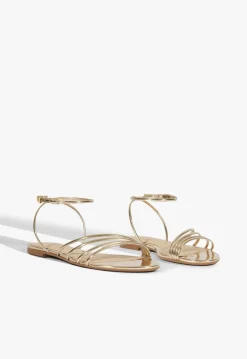 Inez Gold Leather Flat Sandal