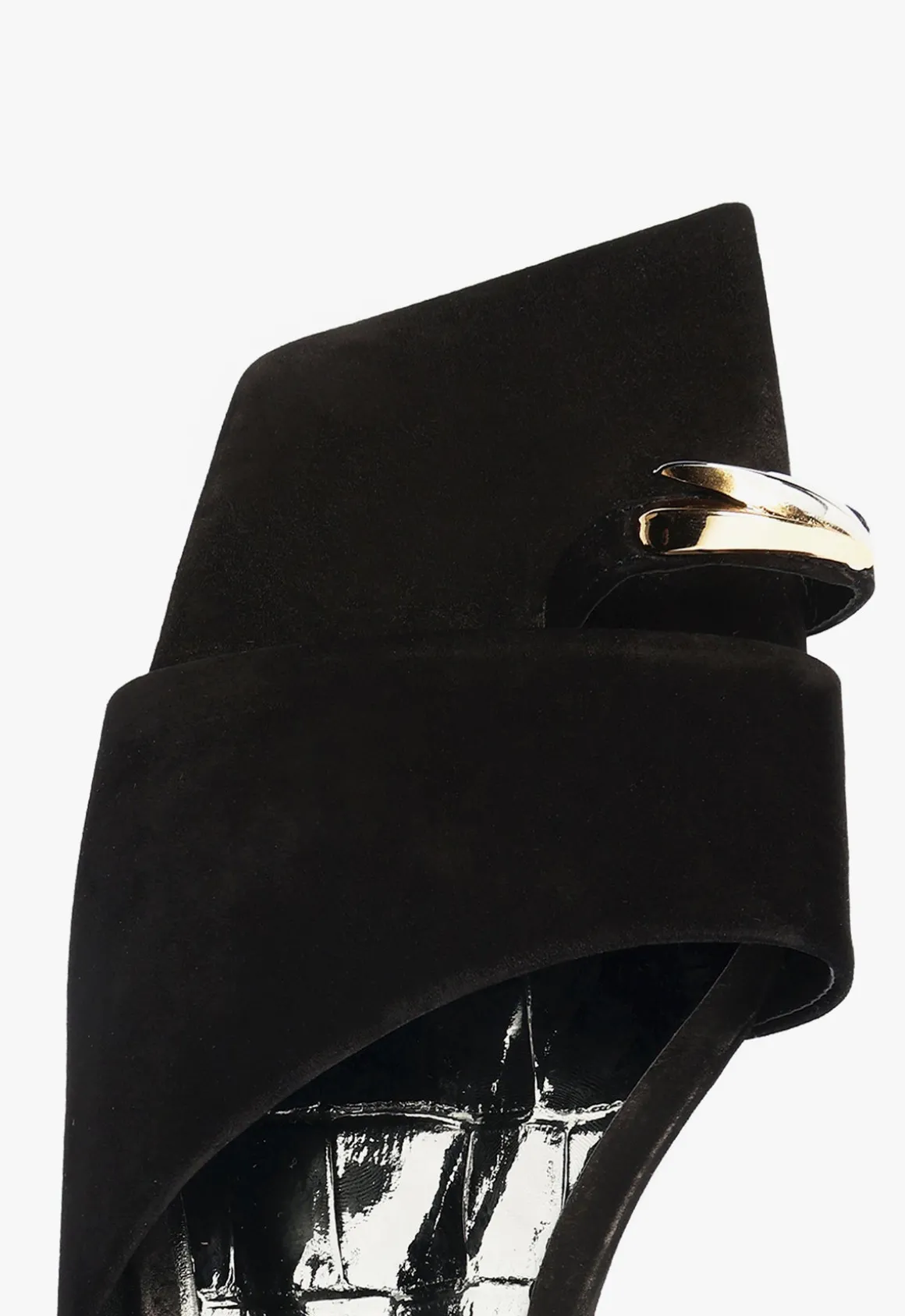 Jodie Black Leather Flat Sandal