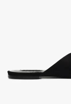 Jodie Black Leather Flat Sandal