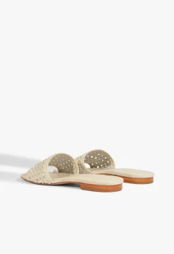 Juliet White Leather Flat Sandal
