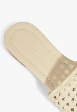 Juliet White Leather Flat Sandal