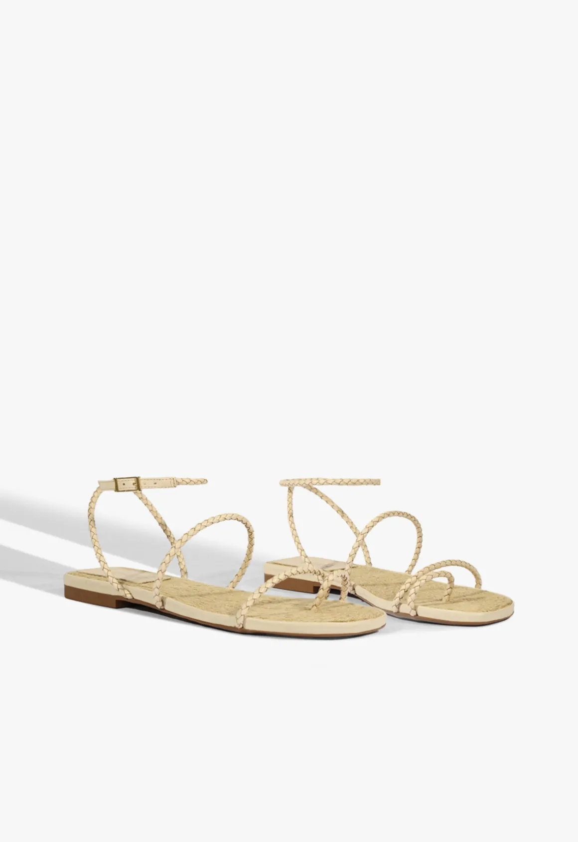Kaya Beige Leather Flat Sandal
