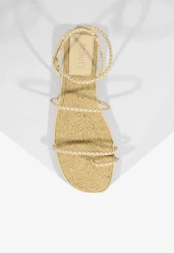 Kaya Beige Leather Flat Sandal