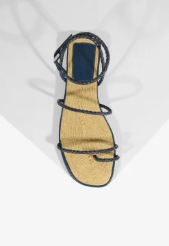 Kaya Blue Leather Flat Sandal