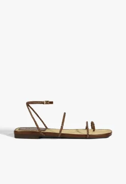 Kaya Brown Leather Flat Sandal