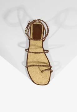 Kaya Brown Leather Flat Sandal