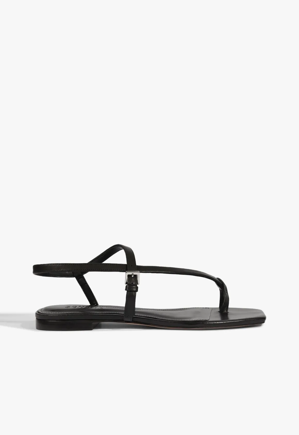 Lisa Black Leather Flat Sandal