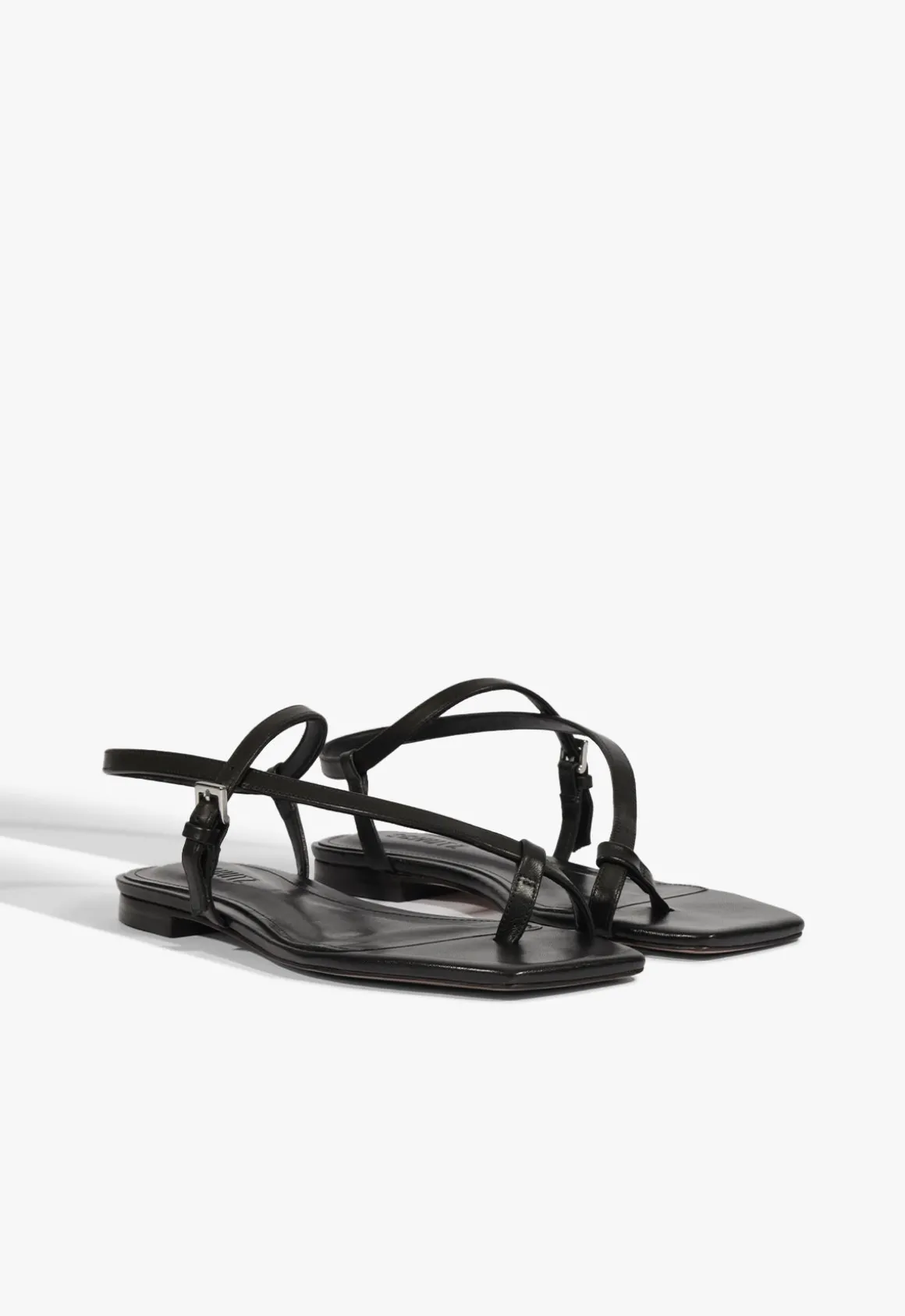 Lisa Black Leather Flat Sandal