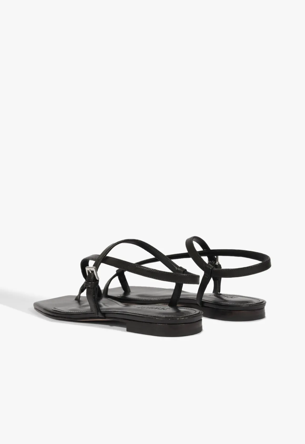 Lisa Black Leather Flat Sandal