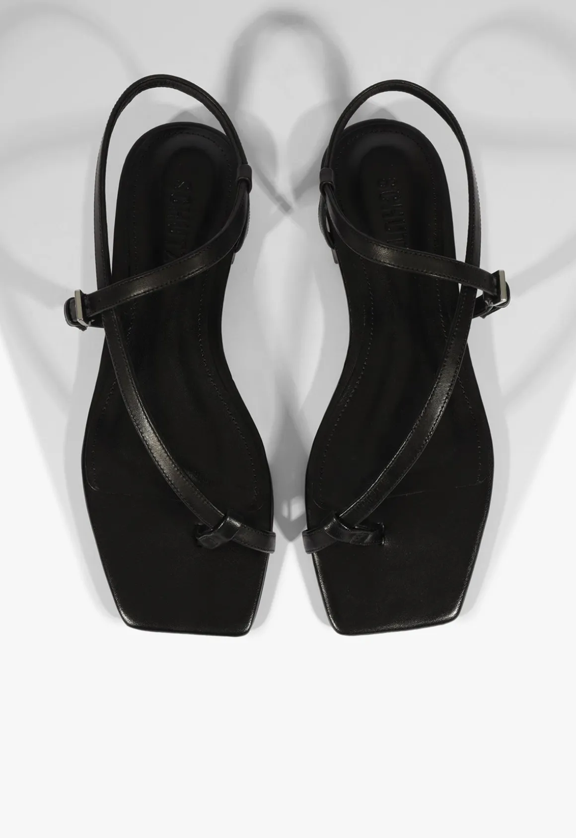 Lisa Black Leather Flat Sandal