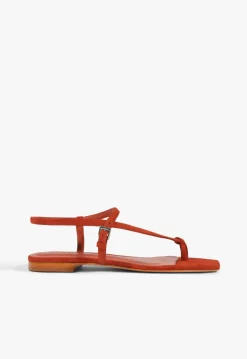 Lisa Red Suede Flat Sandal
