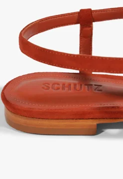 Lisa Red Suede Flat Sandal