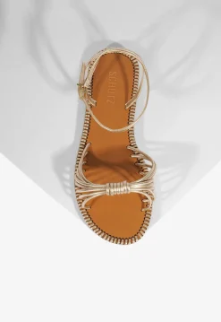 Livia Gold Leather Flat Sandal