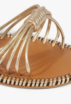 Livia Gold Leather Flat Sandal