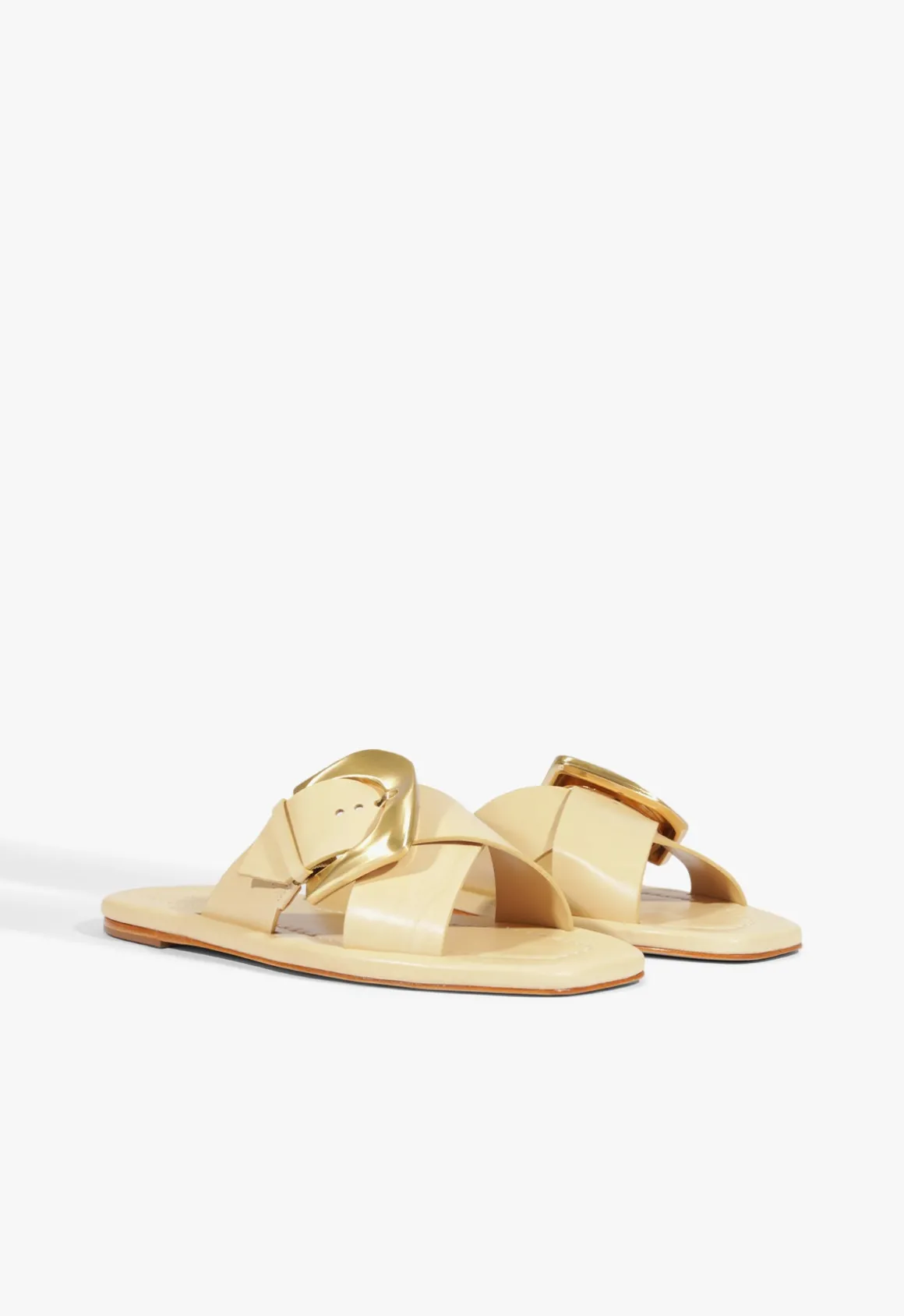 Lois Beige Leather Flat Sandal