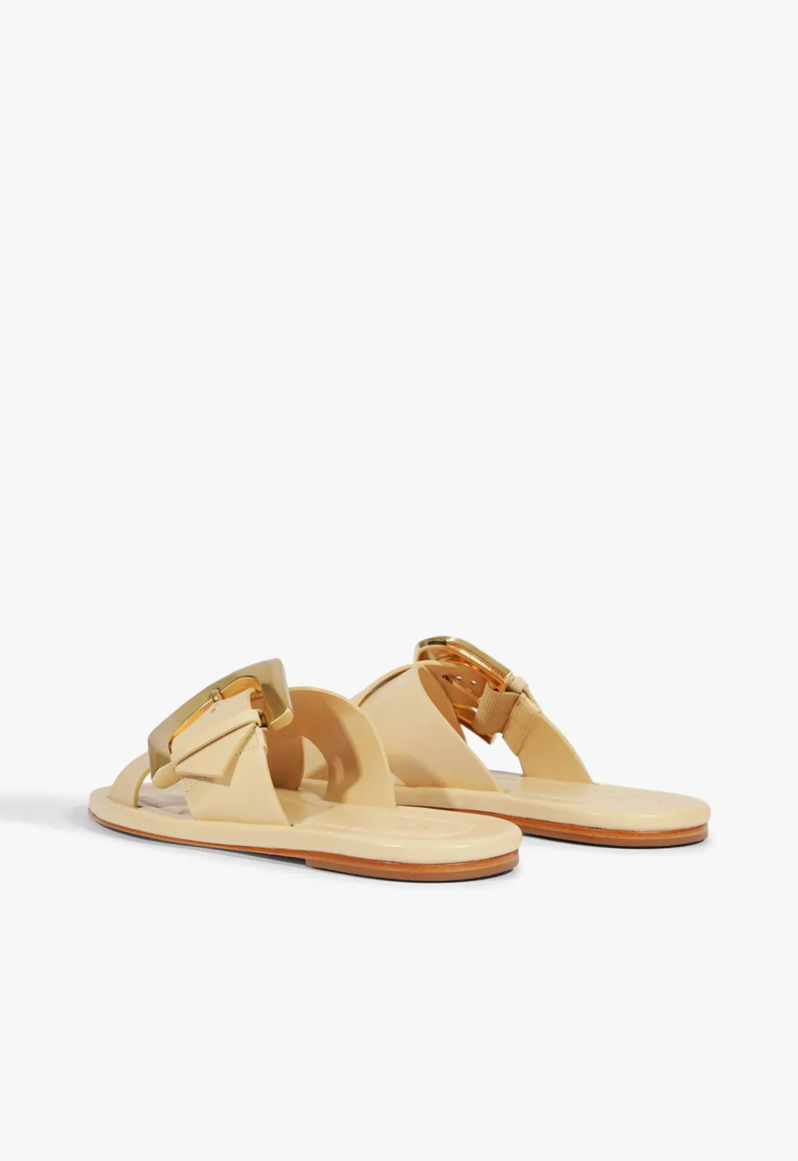 Lois Beige Leather Flat Sandal