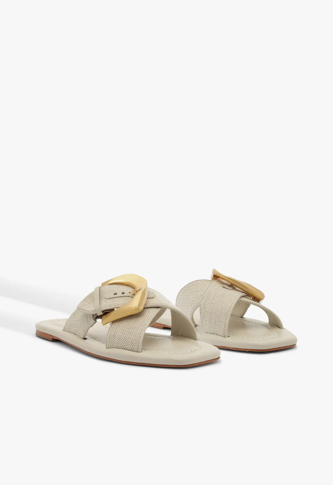Lois Beige Linen Flat Sandal
