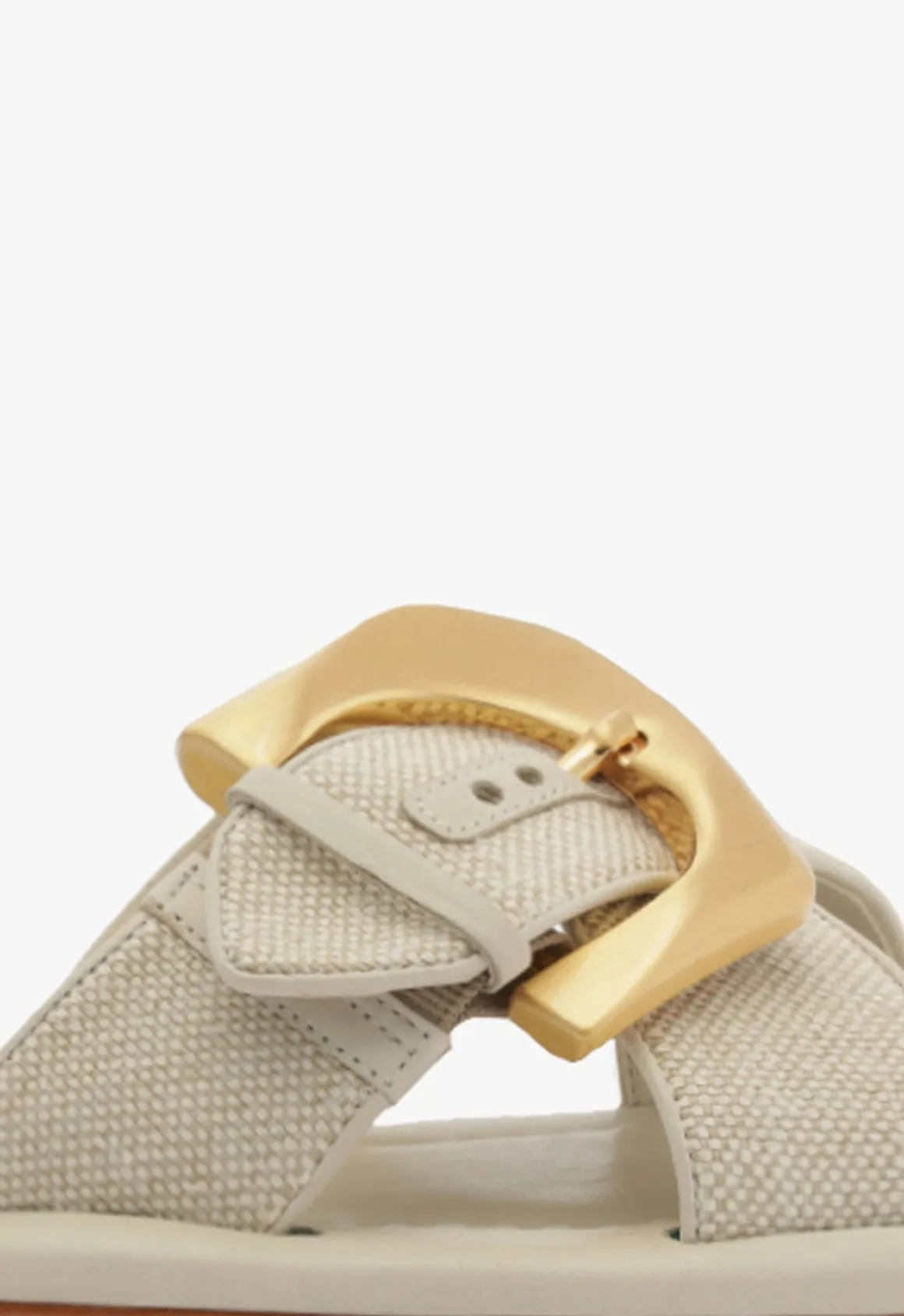 Lois Beige Linen Flat Sandal