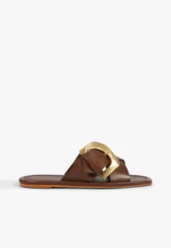 Lois Brown Leather Flat Sandal