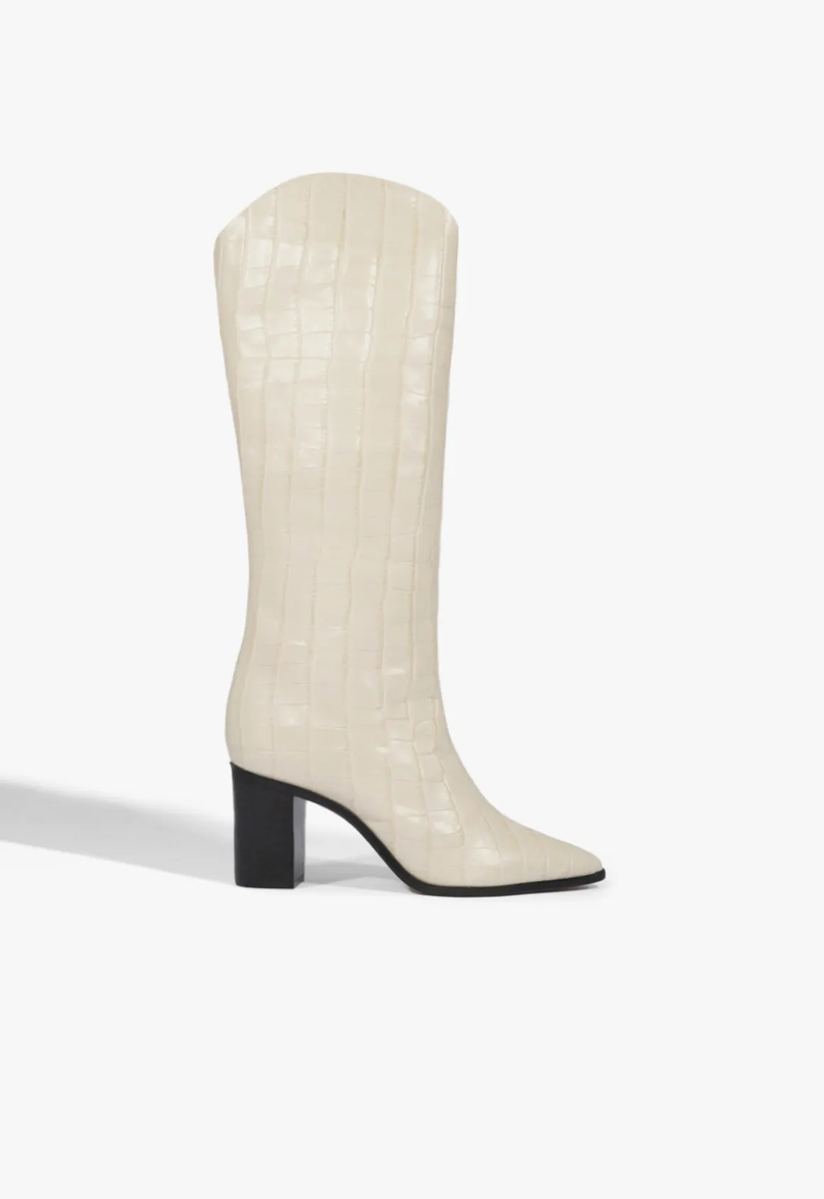 Maryana Block Crocodile-Embossed Leather Boot