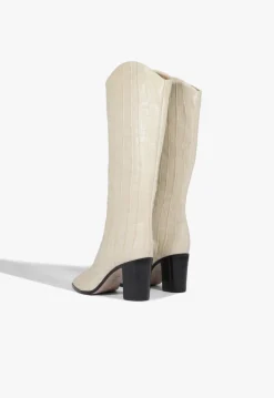Maryana Block Crocodile-Embossed Leather Boot