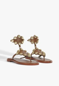 Mist Brown Leather Flat Sandal