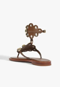 Mist Brown Leather Flat Sandal