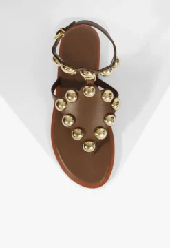 Mist Brown Leather Flat Sandal