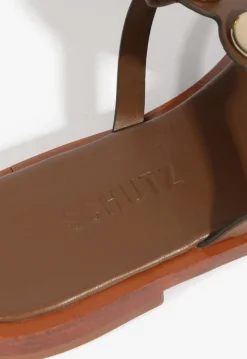 Mist Brown Leather Flat Sandal