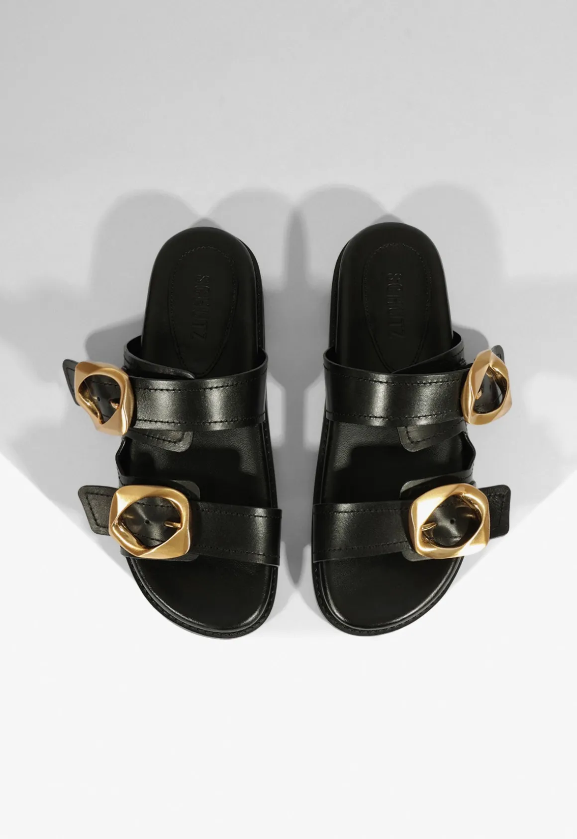 Olga Black Leather Sporty Sandal