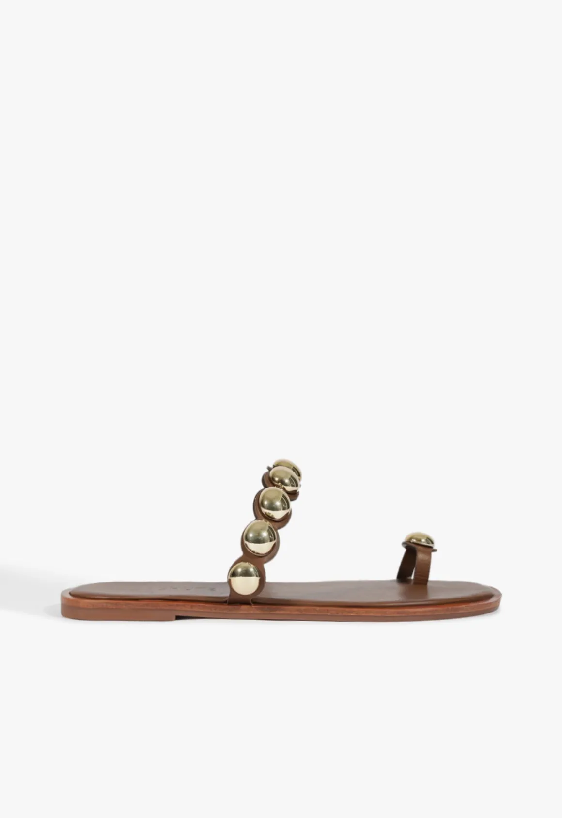 Romy Brown Leather Flat Sandal