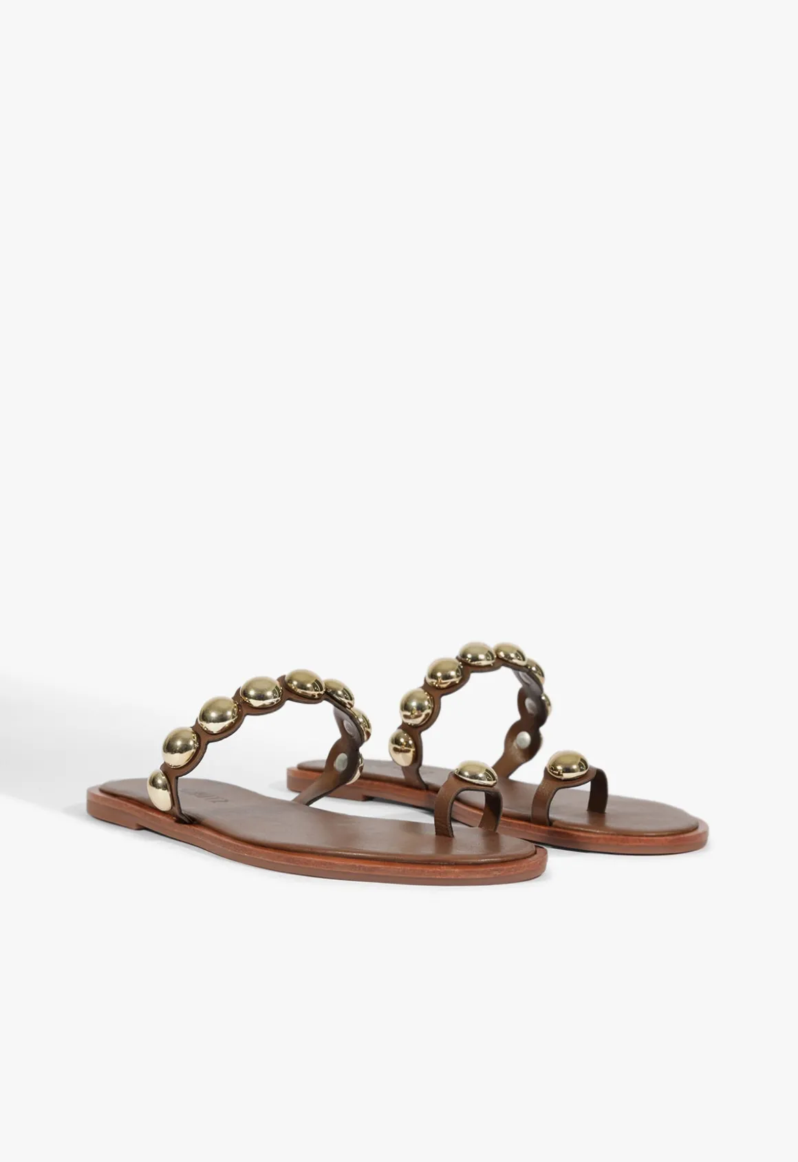 Romy Brown Leather Flat Sandal