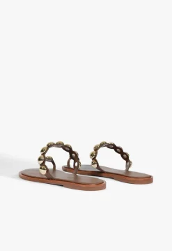 Romy Brown Leather Flat Sandal