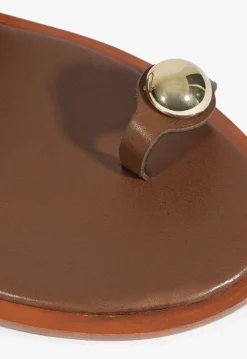 Romy Brown Leather Flat Sandal