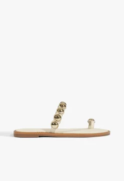 Romy White Leather Flat Sandal
