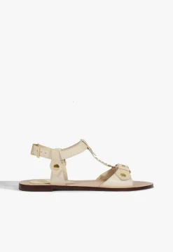 Stevie White Leather Flat Sandal