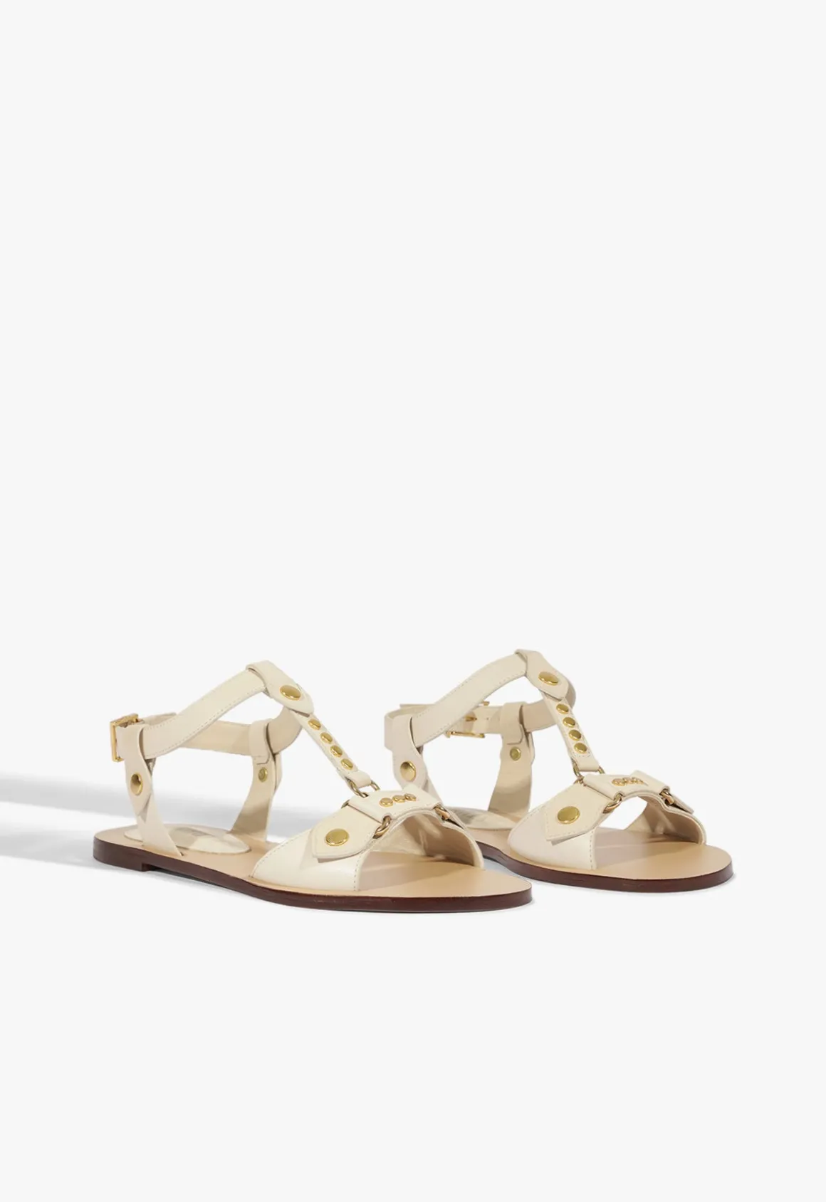 Stevie White Leather Flat Sandal