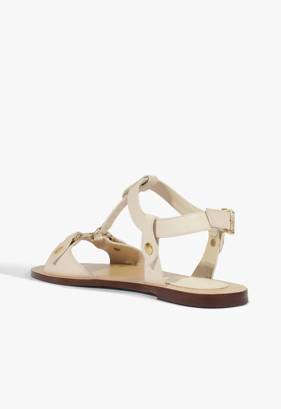 Stevie White Leather Flat Sandal