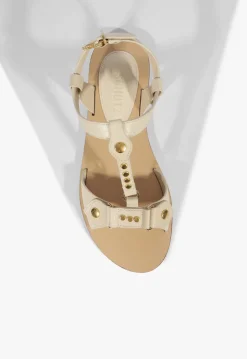 Stevie White Leather Flat Sandal