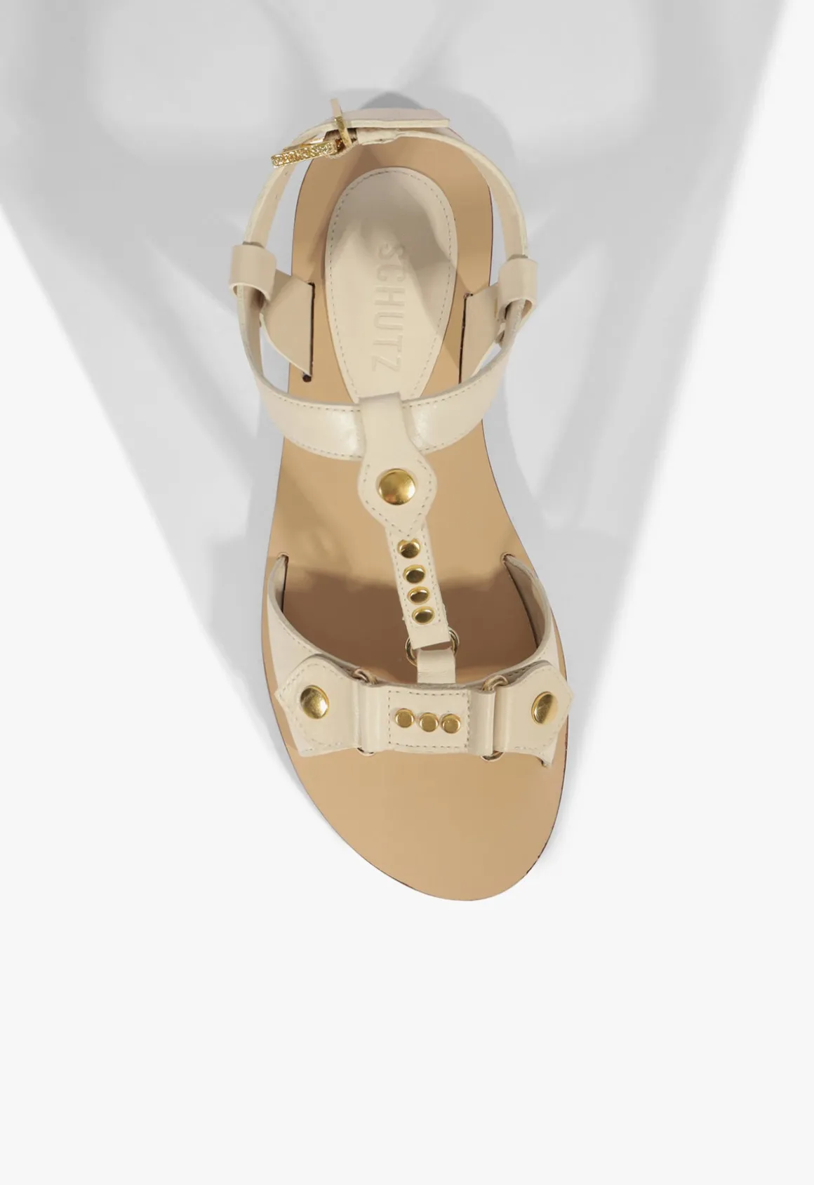 Stevie White Leather Flat Sandal