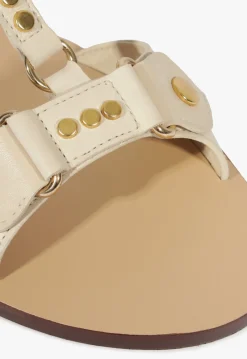 Stevie White Leather Flat Sandal