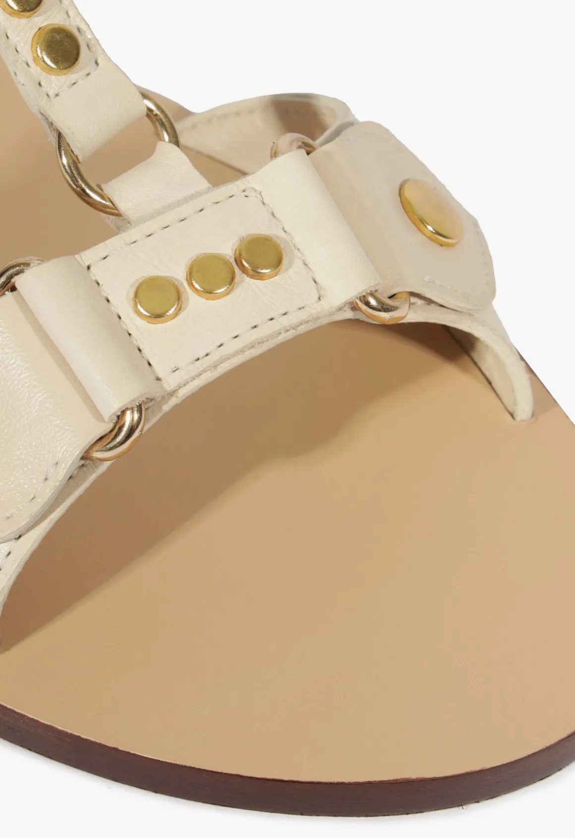 Stevie White Leather Flat Sandal