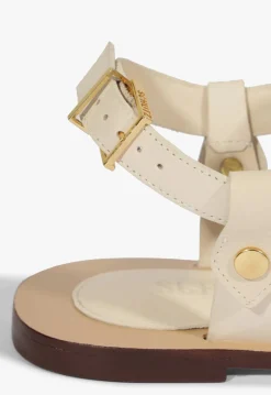 Stevie White Leather Flat Sandal